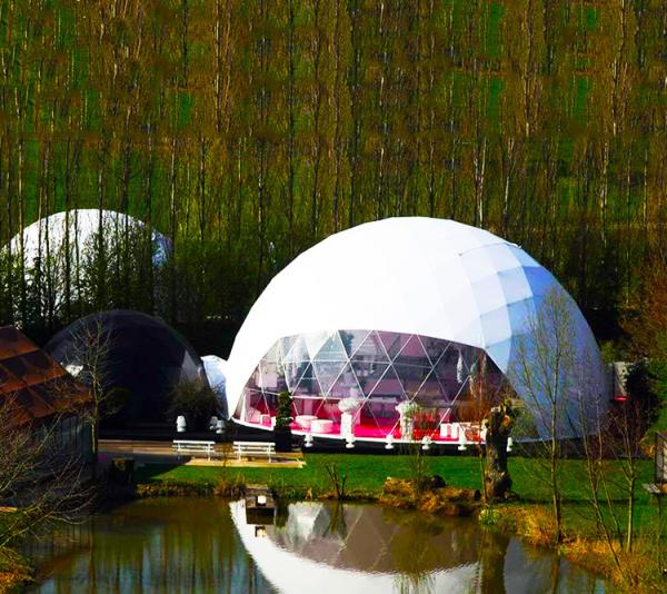 Galvanized Steel Tube Geodesic Dome Tent Heated Eco Hotel Decoration Prefab Dome Desert Tent