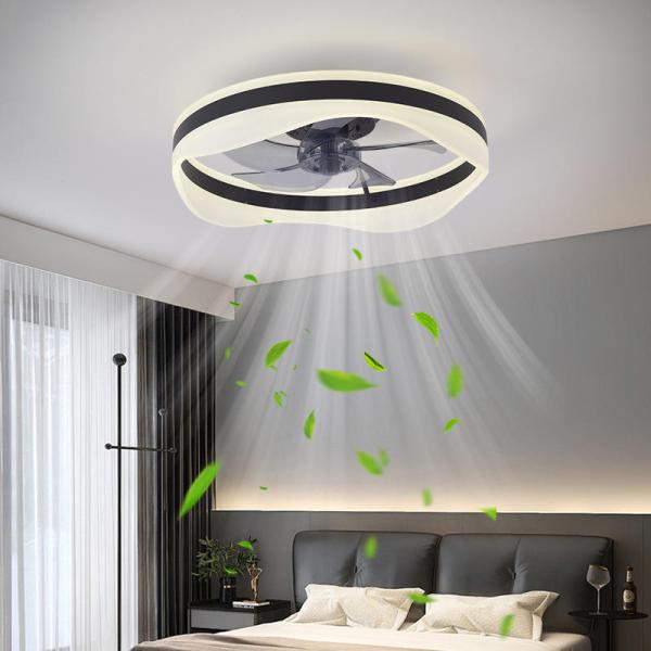 Lampe de ventilateur de plafond LED moderne pour chambre avec conversion de fréquence muette 110V-220V réglementation japonaise américaine corps en bois de fer