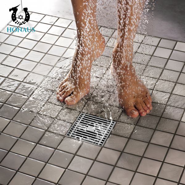 Gun Grey Bathroom Shower Accessories Floor Drain Full Brass Body Multi Layer Coated