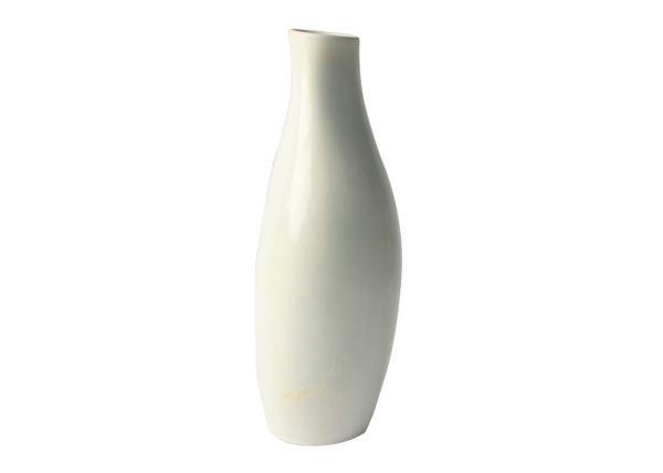 Ivory Reactive Ceramic Bud Vase , Organic Shaped Porcelain Flower Vase Smooth Surface
