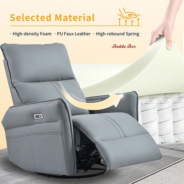 Waterproof Black USB Electric Recliner Sofa Furniture Leatherette Fabric