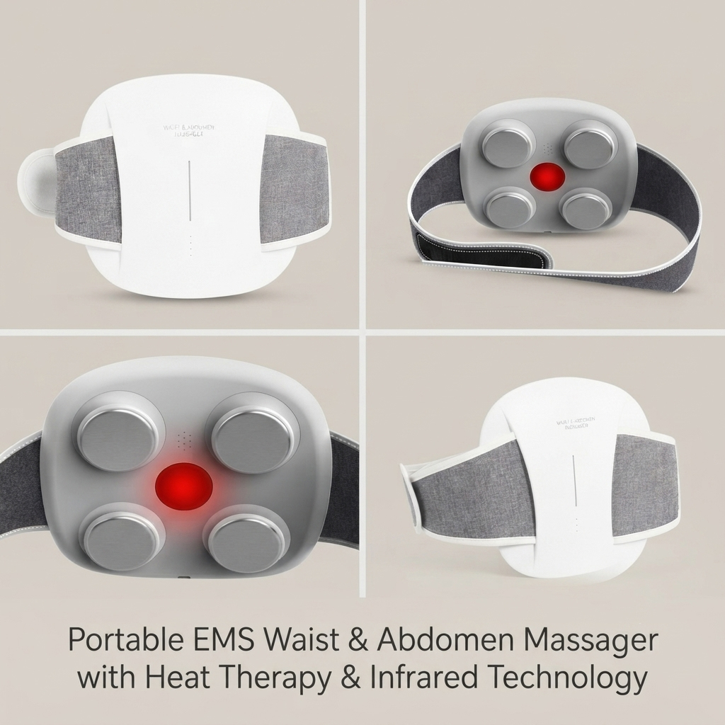 ZN-WM02 Portable EMS Waist & Abdomen Massager with Heat Therapy & Infrared Technology