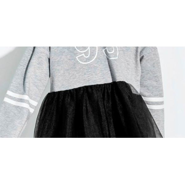 Latest Kids Girls Clothes Number Printing Mesh Stitching Girls Winter Dresses