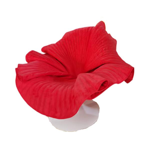 Art furniture decoration special design Rotatable yellow fabric flower shaped chair flocked cloth modern leisure chair