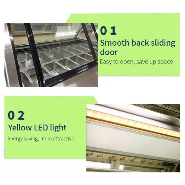 New Design 8 Trays Commercial  Ice Cream Gelato Display Freezer With Defrost System and Lighting