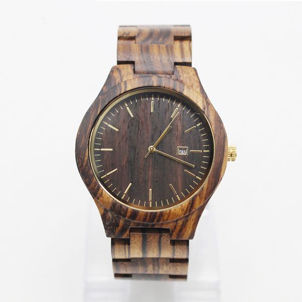 Japan calendar quartz movement fashion zebra wood wahches with your logo
