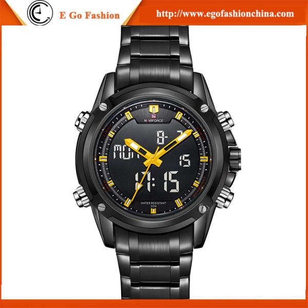 Yellow LED Light Watch Fashion Cool Watches Man Stainless Steel Watch Quartz Analog Watch