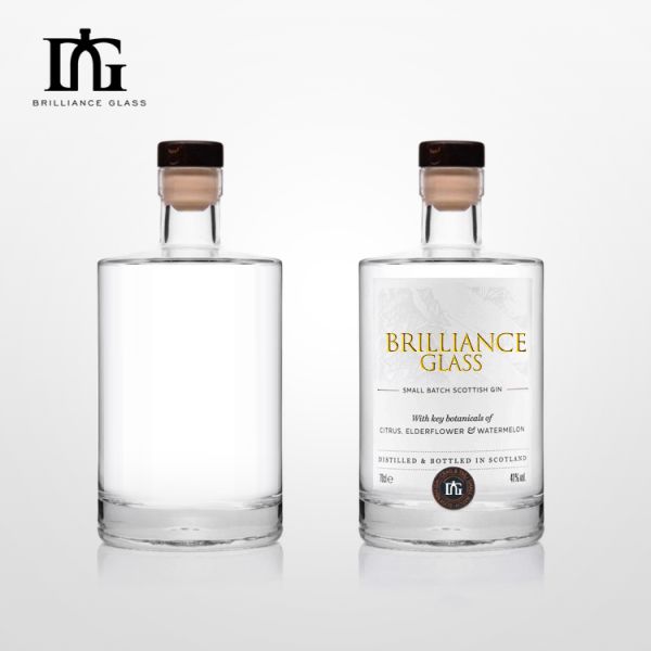 Liquors and Beverage 500ml Round Whisky Bottle with Lettering 700ml Glass Bottle
