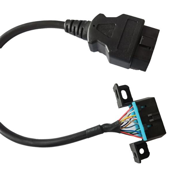Length 30cm Black OBD II Connector Cable , 16 Pin Male To Female OBD Wire Harness