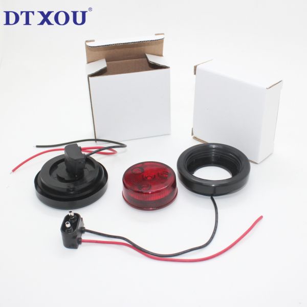 Warranty 12v 24v 4 Diodes 2 Inch Round Amber Red Led Side Marker Lights For Trucks Trailers With 2 Prong Plug