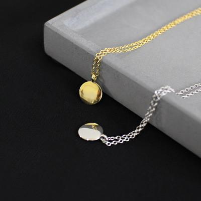 Lanciashow 925 Sterling Silver Beans Chain Necklace Simple Geometric Small Round Pendant
