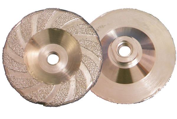 Flat Dish 4 Inch / 5 Inch Diamond Cup Wheel , Vacuum Brazed Bond Granite Cup Wheel