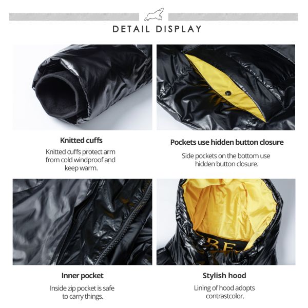 Mens Waterproof Winter Jacket 72cm 75cm Short Down Jacket Bright Silver