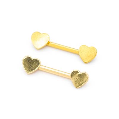 Extremidade de superfície lisa 14G 1.6mm do coração da joia das perfurações do bocal do ouro