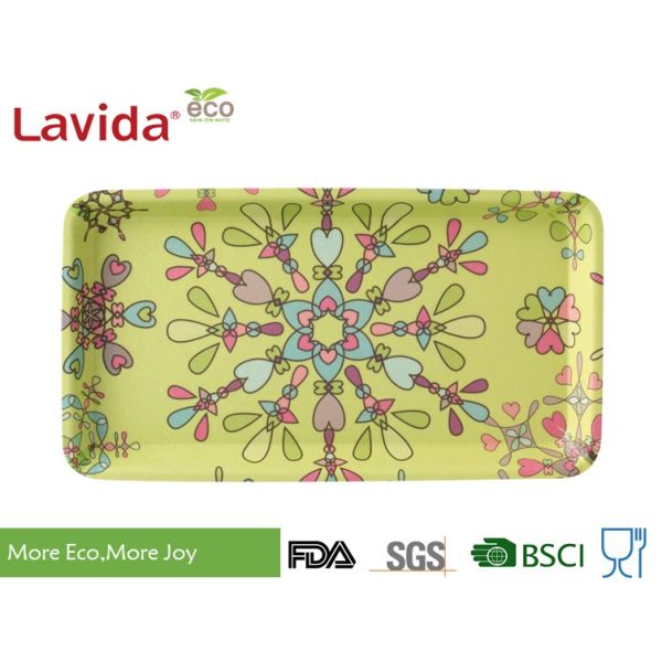 Heat Resistance Bamboo Fiber Dinnerware Popular Multiple Colors Abstract Flower Print