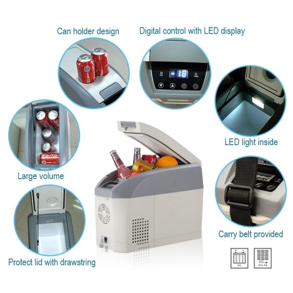 AC/DC 12V/24V Mini Compact Refrigerator Multifunction With Fridge And Freezer