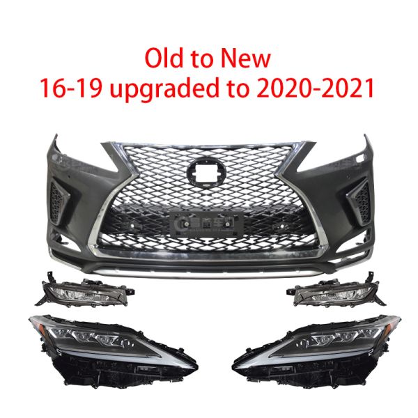 Upgrade Body Kit RX350 Car Bumpers for Lexus Rx 2016-2019 Upgrade 2021 Body Kit Include Grille and 3 Lens Led Headlight
