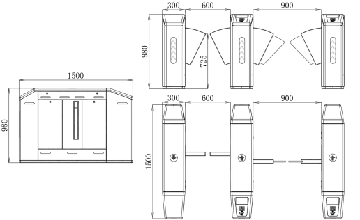 Роскошное метро 1500*300*980mm турникета Tickeing RFID для выхода метро