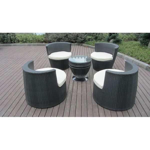 Black Poly Rattan Obelisk Chair For Office / Commercial Building