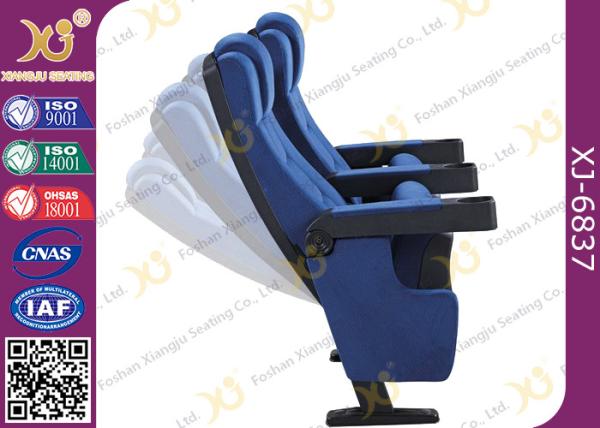 Molded PU Foam Gravity Fold Up Theatre Seating Chairs Fabric Cover With Push Back