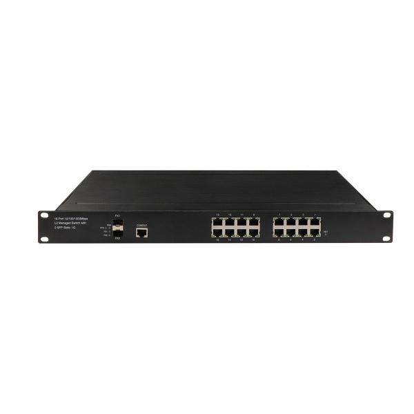 portos controlados industriais da fibra 16RJ45 do interruptor 2SFP dos ethernet da rede de 10/100/1000m