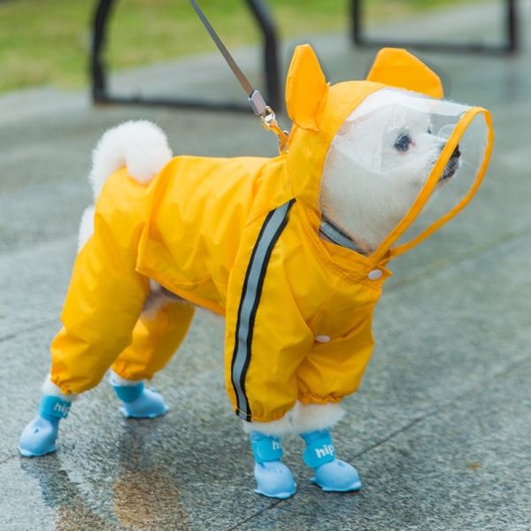 Quick Drying Pet Clothing Water Repellent Stormproof Dog Wear Raincoat Tear Resistant