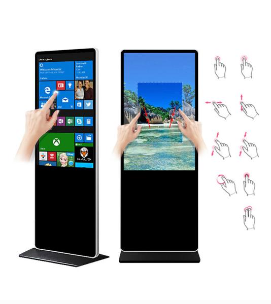 Free standing 55 inch interactive information multi touch screen advertising kiosk touchscreen monitor (Win10 or Android OS)