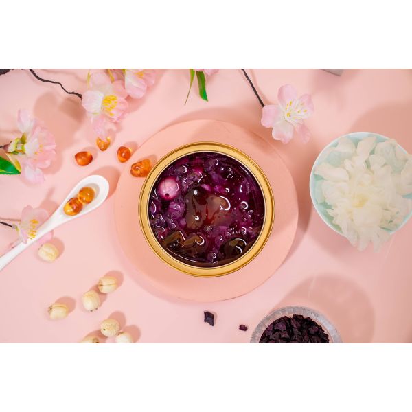 Substituto de refeição líquida de nutrição batata doce roxa goma de pêssego Tremella sobremesa