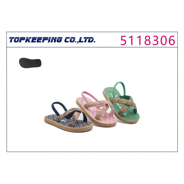 Cork Grain Rubber Outsole Curved Kids Flower Sandals EVA