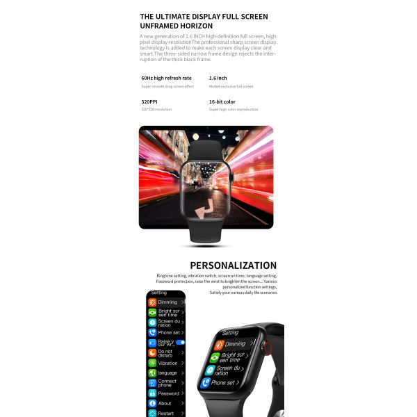 New High quality HW18 1.6inch  screen bluetooth call smart watch