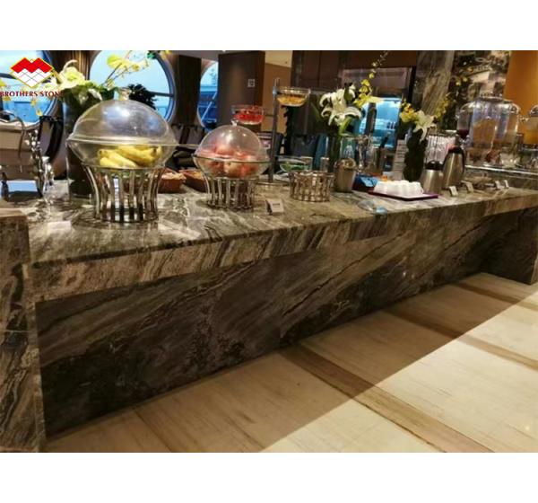 Custom Modern Polished Wave Grey Marble Board for Hotel Wall Panel Floor Design Style