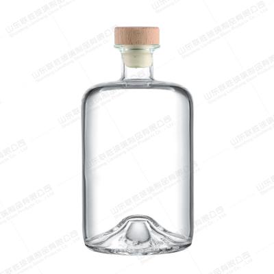 Square Brandy Glass Wine Bottle with Clear Glass and Rubber Stopper Sealing Type