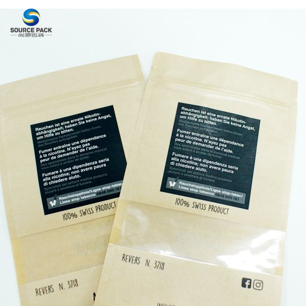 Eco Matte Finish Stand Up Pocket Ziplock Bolsa de embalaje de papel Kraft para flores secas