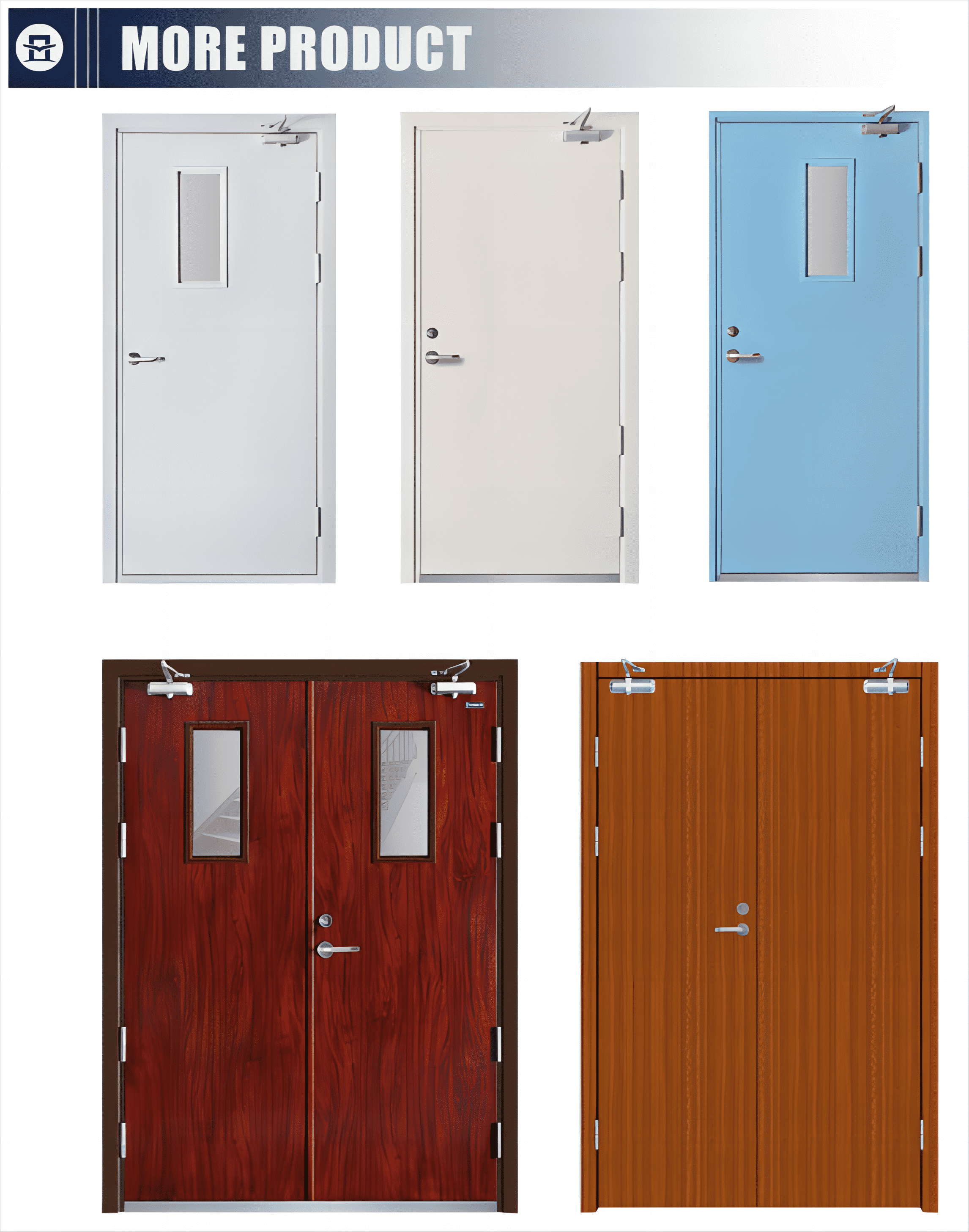 Galvanized Steel Fire Proof Door Fire Resistant Double Fire Rated Door Custom