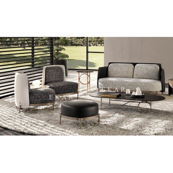 Living Room Metal Legs Contemporary Design Fabric Modern Sofa Set