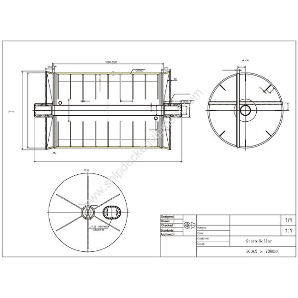 Maritime Stern Roller For Anchor Handling Vessel AHTS SWL 600 KN To SWL7000KN