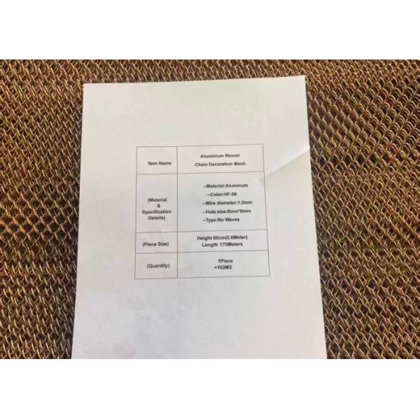 Maille de décoration de chaîne en aluminium de couleur bronzée de longueur de la taille 0.6M 170M pour le rideau
