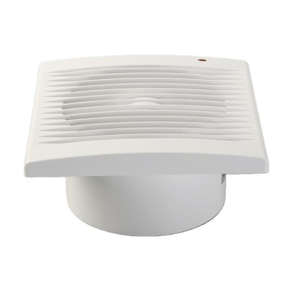 Ventilador de extração de ar axial montado na parede do banheiro em branco/preto