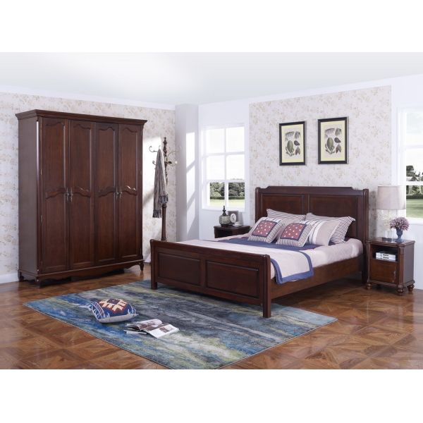 Rubber Wood bedroom Furniture good quality Headboard Bunk bed 1.8 /1.5 M with Cloth cabinet for leisure hotel interior