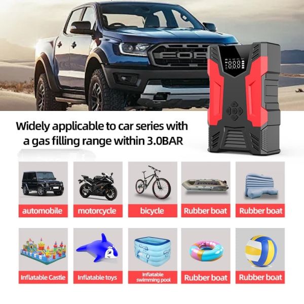 12V Mini Portable Jump Starter 3000A Car Jump Starter With Air Compressor