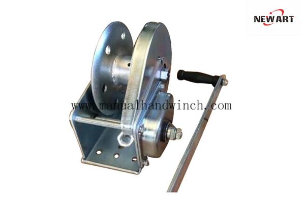 Stainless Steel / Yellow Powder Spur Gear Drum Winches Noiseless Hand Winch With Brake Manual - Capacity: 1200 Lbs