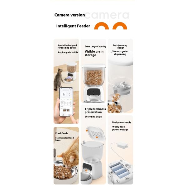 New Arrival 4L Smart Automatic Shooting Pet Feeder Modern Style PP Material Dog Cat Bowl Feeder Eco-Friendly Charging Capability