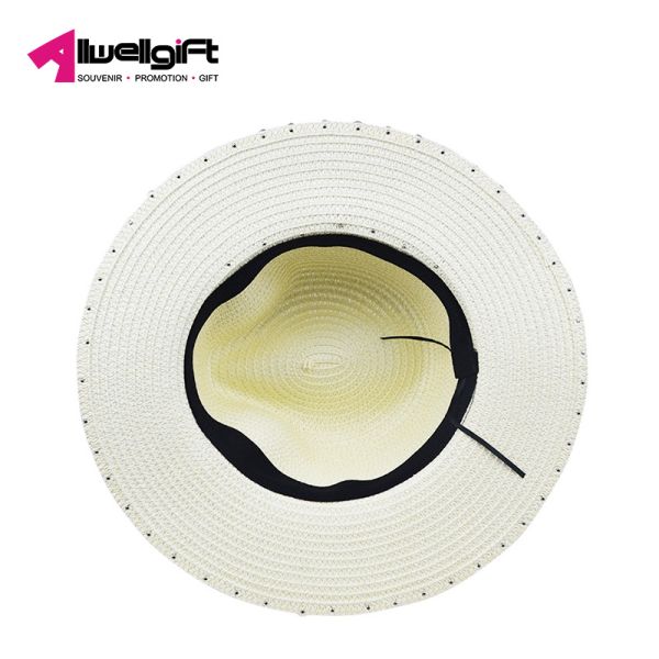 Striped Pearl Beaded Summer Beach Hats For Women Sun Hats
