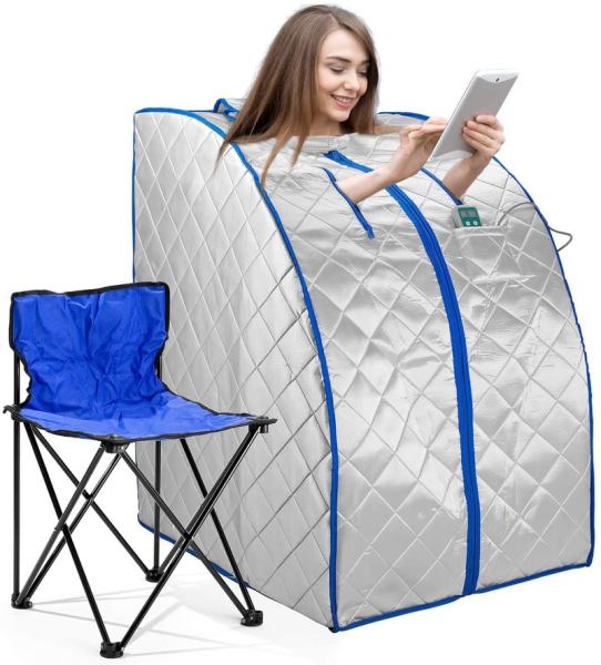 Modern FAR Infrared Negative IR Ion Portable Indoor Personal Spa Sauna with Air Ionizer Heating Foot Pad and Chair Timer