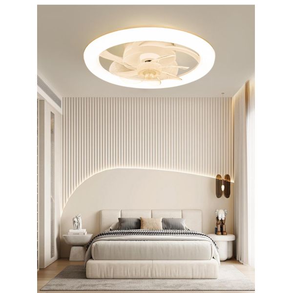 Modern and Simple Home Intelligent Remote Control Restaurant LED Round Acrylic ceiling Fan Light(WH-CLL-59)