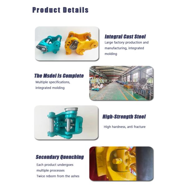 1 Ton Excavator Tiltrotator Hydraulic Hitch Quick Coupler Customized Pin Diameter