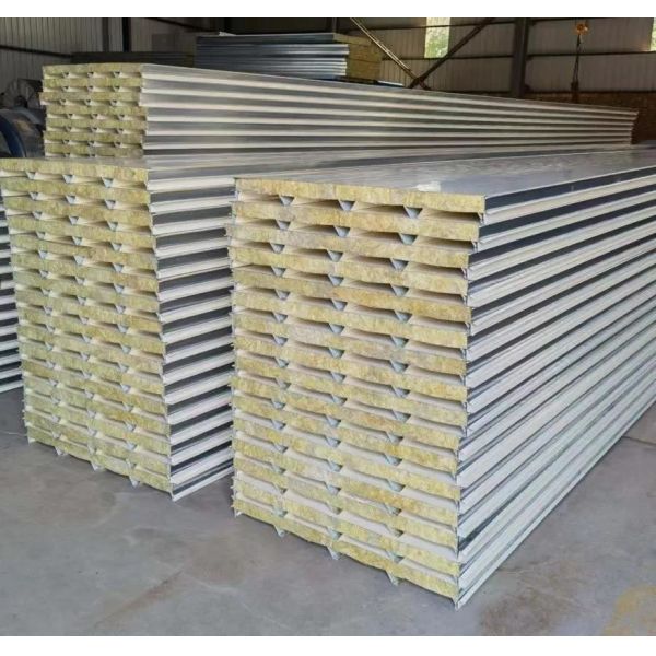 Fireproof Cheap Thermal Insulation Rock Wool Sandwich Panel Board Metal Skin 0.5mm