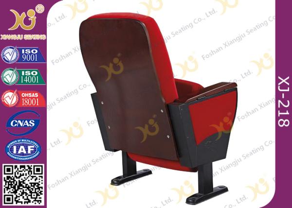 Solid Rubber Wood Armrest Audience Seating Chairs Fire Retardant Fabric