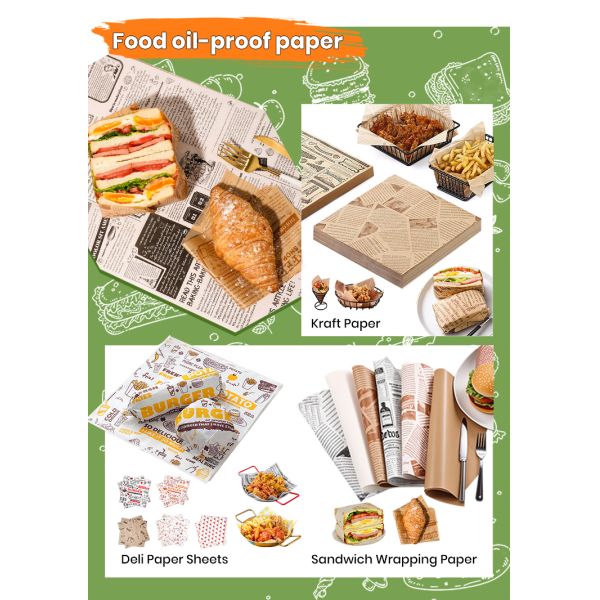 Food Grade Sandwich Wrapper Hamburger Packaging Sandwich Burger Wrapping Paper