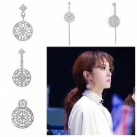 Grosse pièce en argent sterling Cube Zirconia Boucles d'oreilles creuses Flocon de neige